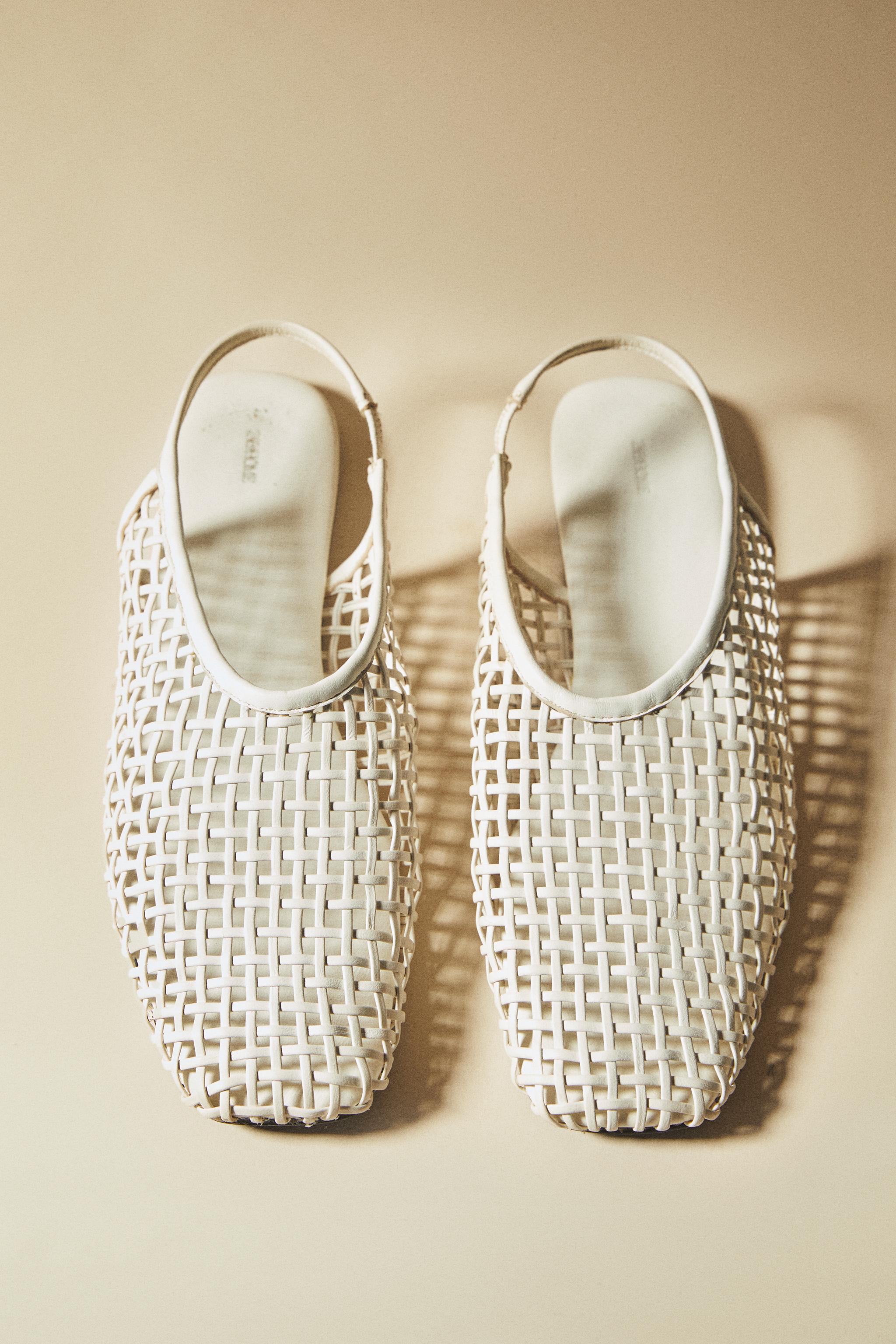 BRAIDED LEATHER SLINGBACK BALLET FLATS